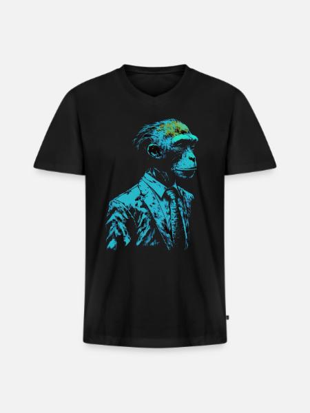 Affe Geschenkidee Monkey Zoo - Männer Premium Bio T-Shirt mit V-Ausschnitt - Schwarz