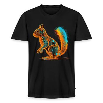 Eichhörnchen Bunt Kunstwerk Geschenk Tier Kunst - Männer Premium Bio T-Shirt mit V-Ausschnitt - Schwarz - Vorne - Nico (187cm)