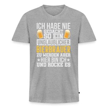 Incredible beer brewer - Men's Premium Organic T-shirt with V-neck - heather grey - Front