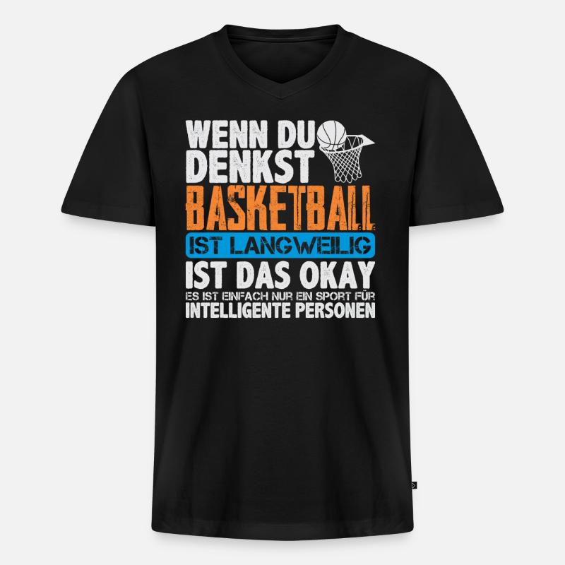 Basketball - Männer Premium Bio T-Shirt mit V-Ausschnitt - Schwarz