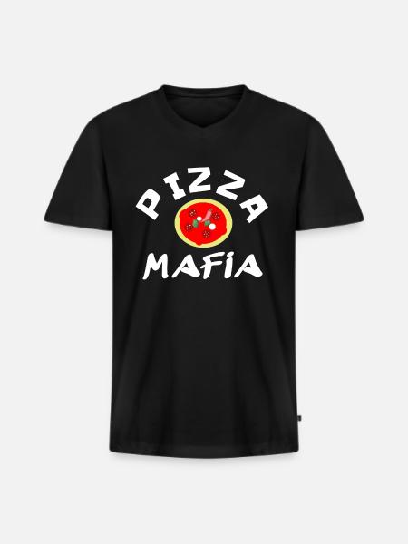 Pizza Mafia Gift Idea T-Shirt - Men's Premium Organic T-shirt with V-neck - black