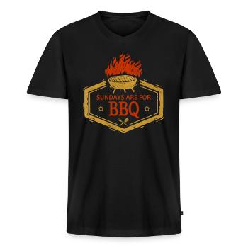 BBQ BBQ BBQ - Men's Premium Organic T-shirt with V-neck - black - Front - Nico (187cm)