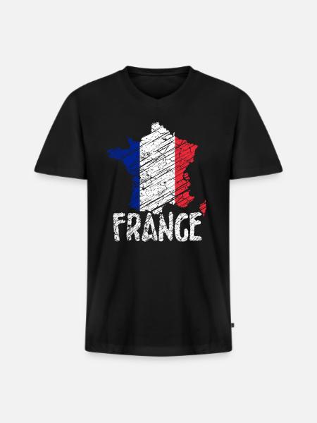 Frankreich Paris - Männer Premium Bio T-Shirt mit V-Ausschnitt - Schwarz