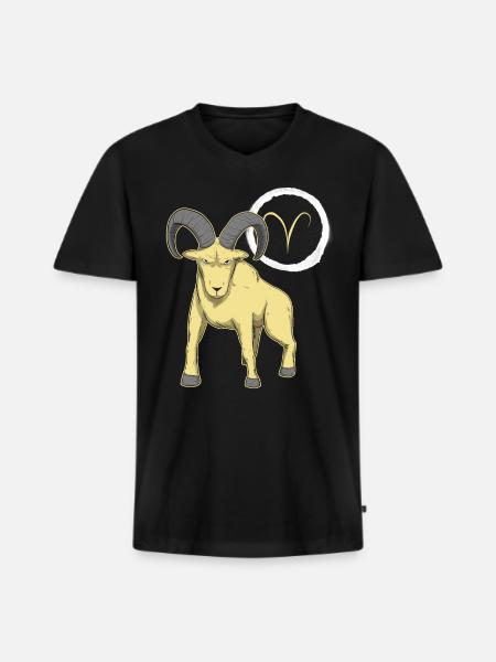 Sternzeichen Widder Aries - Männer Premium Bio T-Shirt mit V-Ausschnitt - Schwarz