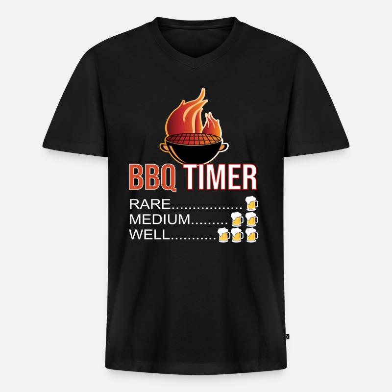 BBQ BBQ Grill - T-shirt encolure en V Premium bio Homme - noir