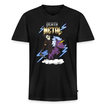 Death Metal - Men's Premium Organic T-shirt with V-neck - black - Front - Nico (187cm)