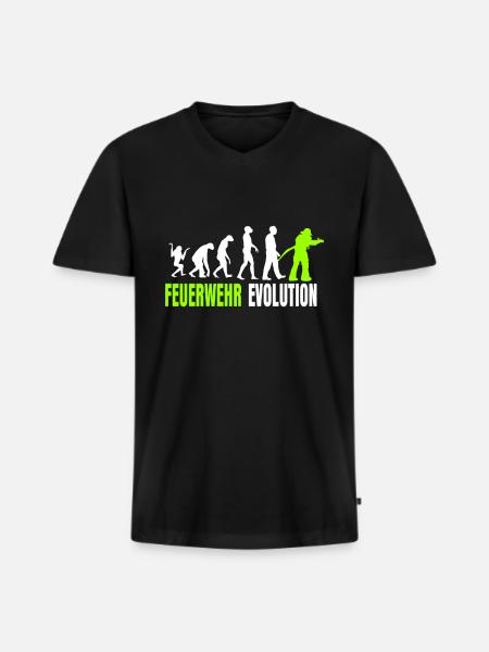 Feuerwehr Evolution. - Männer Premium Bio T-Shirt mit V-Ausschnitt - Schwarz
