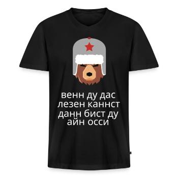 Wenn du das lesen kannst, dann bist du ein Ossi. - Männer Premium Bio T-Shirt mit V-Ausschnitt - Schwarz - Vorne - Nico (187cm)