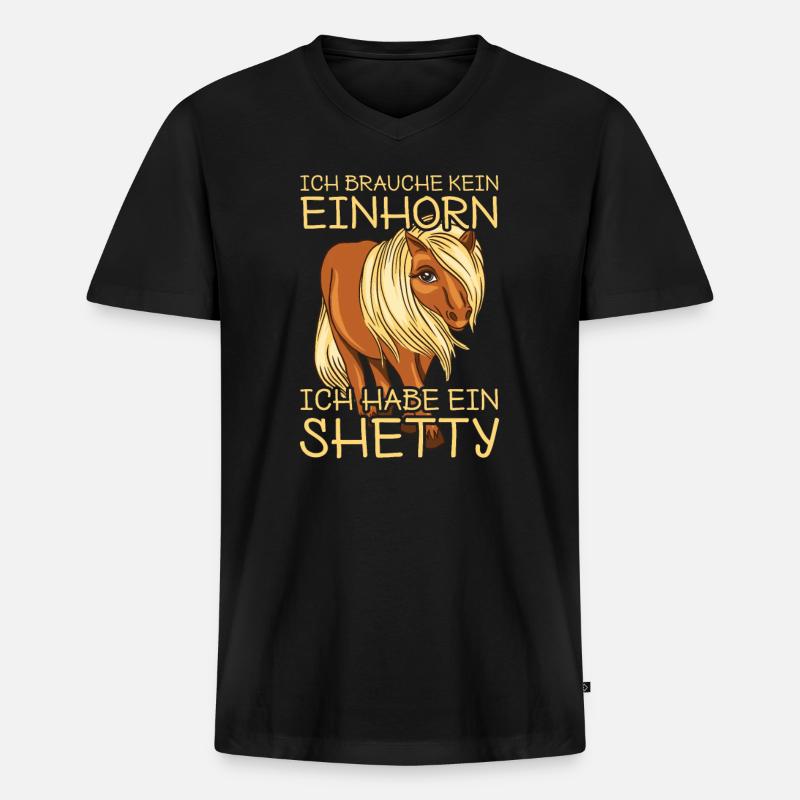 Shettypony Shetty Shetlandpony - Männer Premium Bio T-Shirt mit V-Ausschnitt - Schwarz