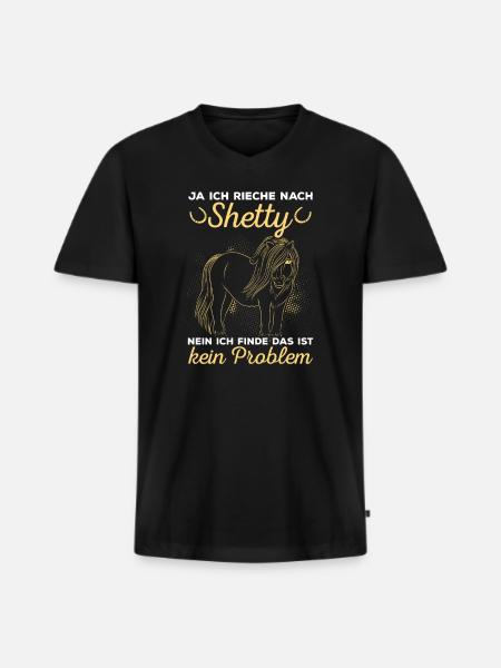 Shetlandpony Shetty Shettypony - Männer Premium Bio T-Shirt mit V-Ausschnitt - Schwarz