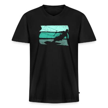 Kitesurfing Kiter - Men's Premium Organic T-shirt with V-neck - black - Front - Nico (187cm)