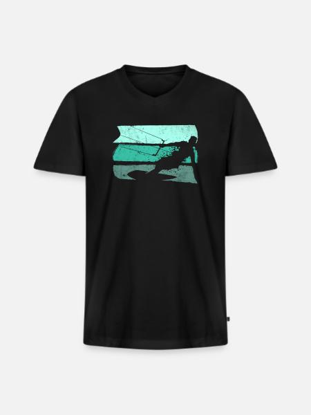 Kitesurfing Kiter - Men's Premium Organic T-shirt with V-neck - black