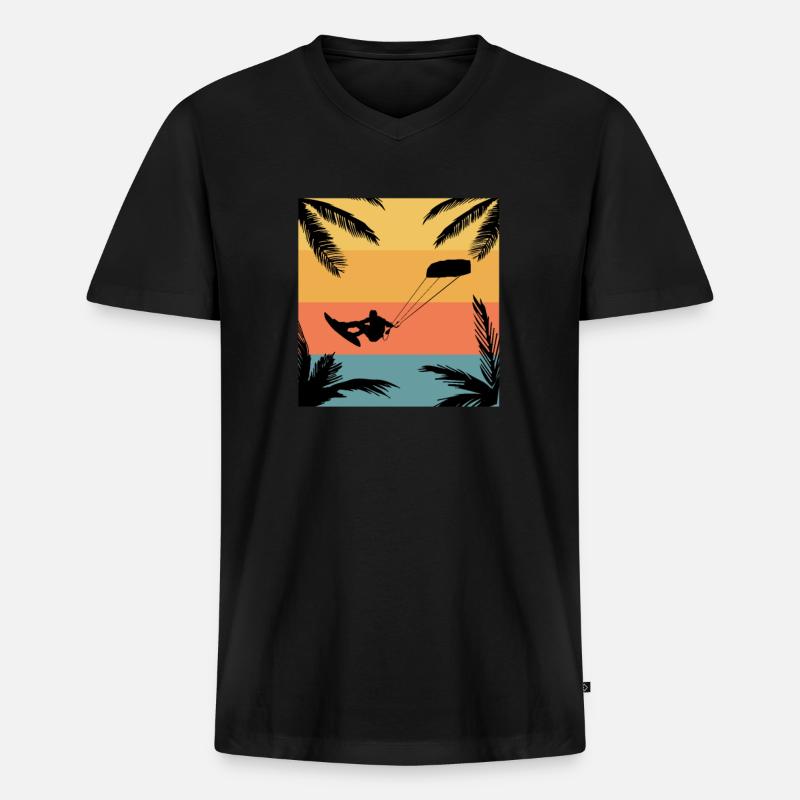Kitesurf Kitesurfer - Männer Premium Bio T-Shirt mit V-Ausschnitt - Schwarz