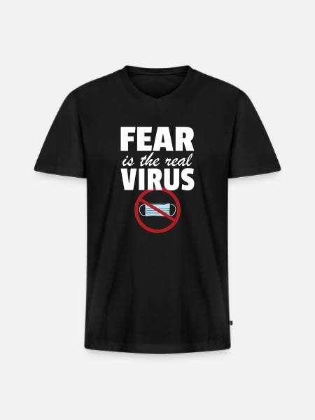 Fear Is The Real Virus No Masks Anti-Mask - T-shirt encolure en V Premium bio Homme - noir