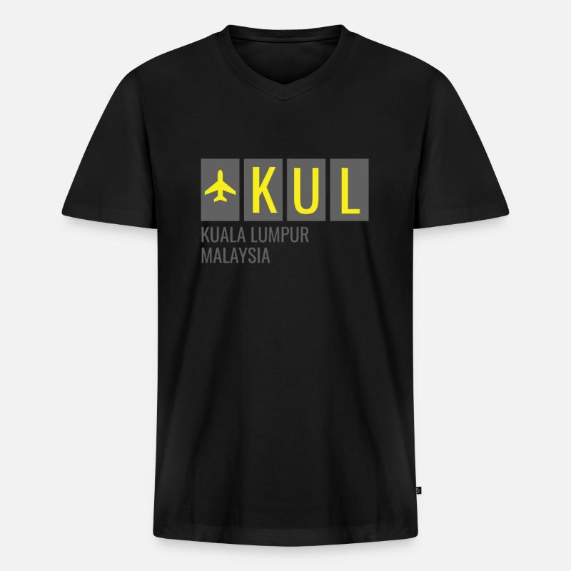 KUL Kuala Lumpur Malaisie Code de l’aéroport - T-shirt encolure en V Premium bio Homme - noir