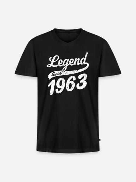 Legend since 1963 - Men's Premium Organic T-shirt with V-neck - black
