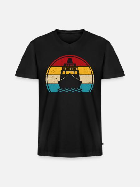 Croisière rétro bateau guide cruiser - T-shirt encolure en V Premium bio Homme - noir