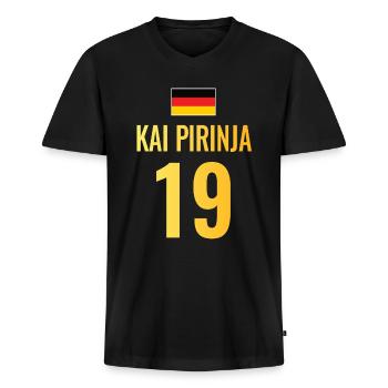 Fußball Sauf Trikot Deutschland Mallorca Gruppen - Männer Premium Bio T-Shirt mit V-Ausschnitt - Schwarz - Vorne - Nico (187cm)
