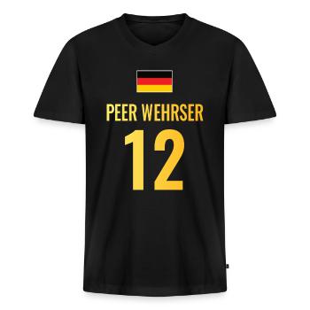 Fußball Sauf Trikot Deutschland Mallorca Gruppen - Männer Premium Bio T-Shirt mit V-Ausschnitt - Schwarz - Vorne - Nico (187cm)