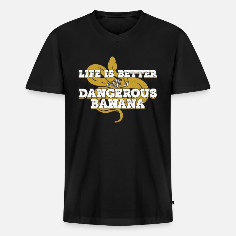 Bananenkugel Python Königspython - Männer Premium Bio T-Shirt mit V-Ausschnitt - Schwarz