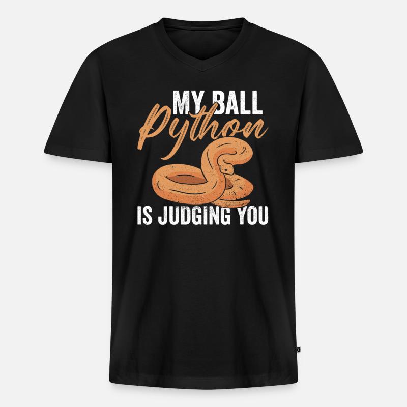 Python Königspython Banana Ball Python - T-shirt encolure en V Premium bio Homme - noir