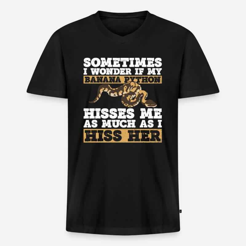 Banana Ball Python Königsphython - T-shirt encolure en V Premium bio Homme - noir