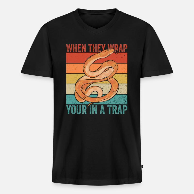 Königspython Boule de banane Python - T-shirt encolure en V Premium bio Homme - noir