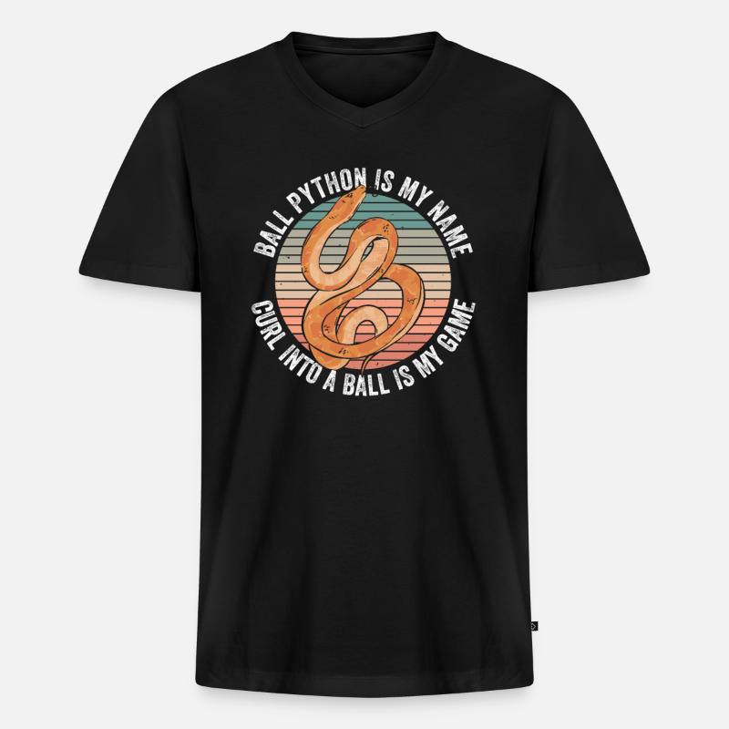 Königspython Bananenkugel Python - Männer Premium Bio T-Shirt mit V-Ausschnitt - Schwarz