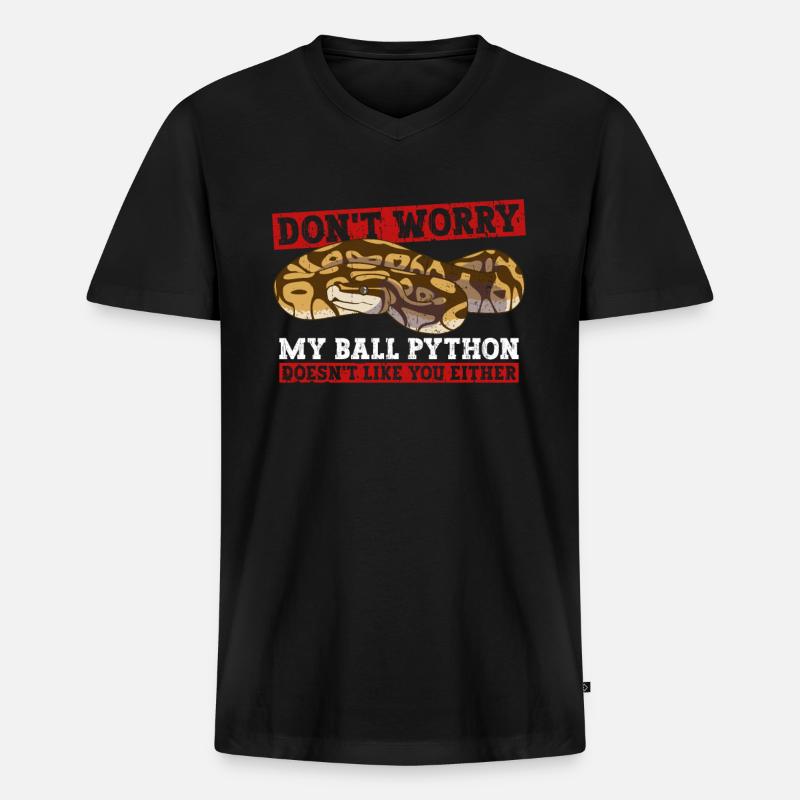 Königspython Bananenkugel Python - Männer Premium Bio T-Shirt mit V-Ausschnitt - Schwarz