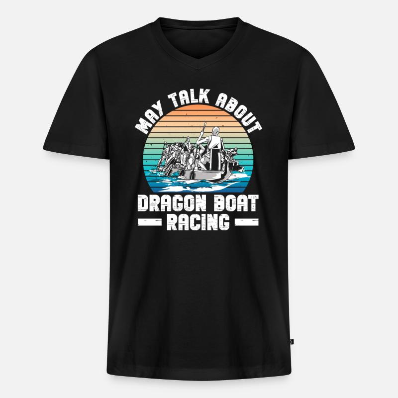 Drachenboot Und Drachenboottrainer - Männer Premium Bio T-Shirt mit V-Ausschnitt - Schwarz
