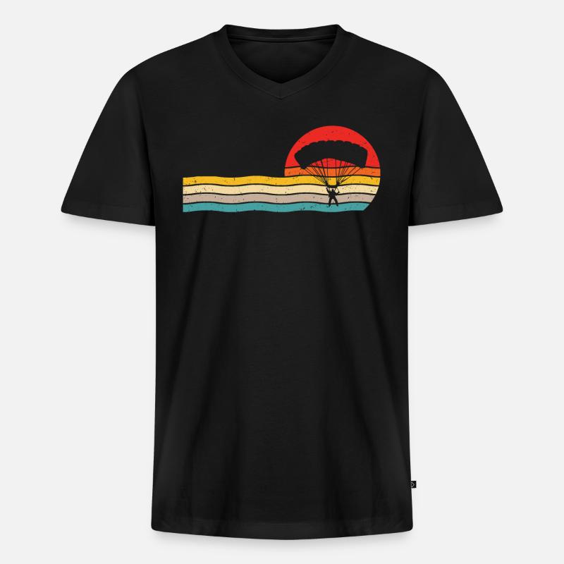 Fallschirmspringen retro fallschirm - Männer Premium Bio T-Shirt mit V-Ausschnitt - Schwarz