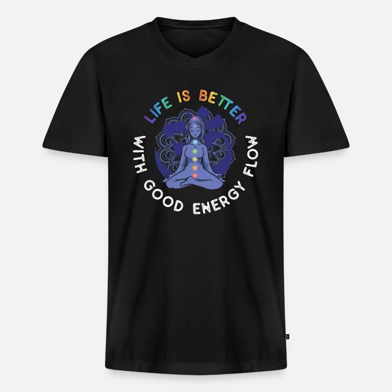 Reiki Practitioner Und Reiki - Männer Premium Bio T-Shirt mit V-Ausschnitt - Schwarz