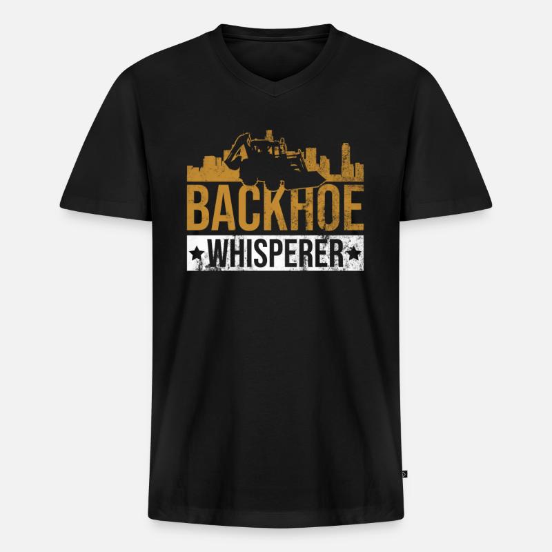 Baggerfahrer Bagger - Männer Premium Bio T-Shirt mit V-Ausschnitt - Schwarz