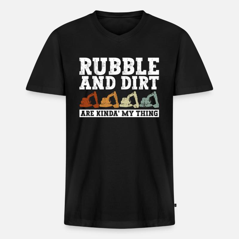 Bagger Sandbagger Baggerfahrer - Männer Premium Bio T-Shirt mit V-Ausschnitt - Schwarz