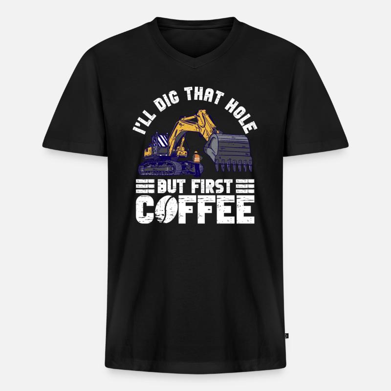 Bagger Baggern Baggerfahrer - Männer Premium Bio T-Shirt mit V-Ausschnitt - Schwarz