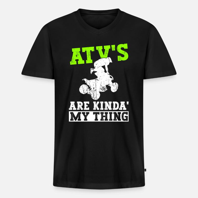 Quad Quadfahrer - Männer Premium Bio T-Shirt mit V-Ausschnitt - Schwarz
