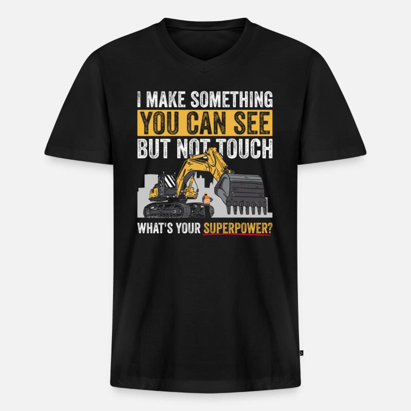Baggern Baggerfahrer Bagger - Männer Premium Bio T-Shirt mit V-Ausschnitt - Schwarz