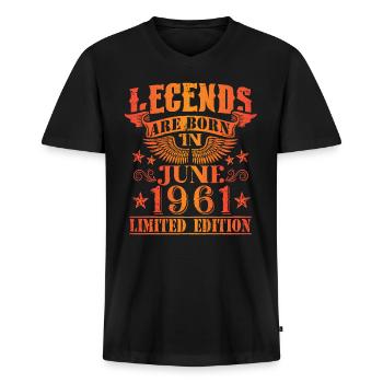 Geburtstag Juni 1961 Limited Edition Vintage - Männer Premium Bio T-Shirt mit V-Ausschnitt - Schwarz - Vorne - Nico (187cm)