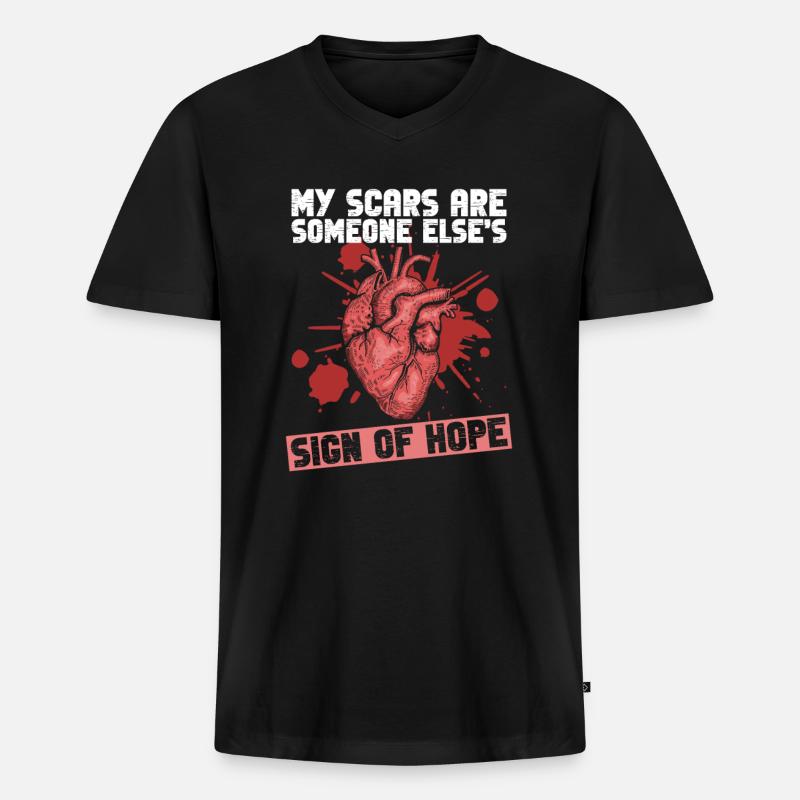 Herz Gesundheitsbewusstsein Herzinfarkt - Männer Premium Bio T-Shirt mit V-Ausschnitt - Schwarz
