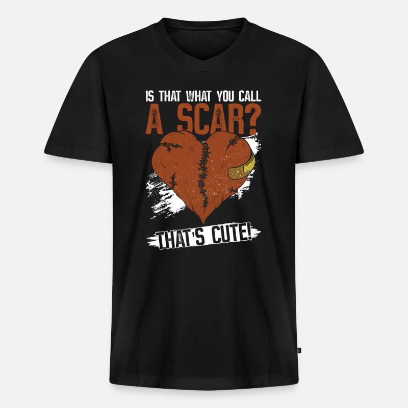 Herzoperation - Männer Premium Bio T-Shirt mit V-Ausschnitt - Schwarz