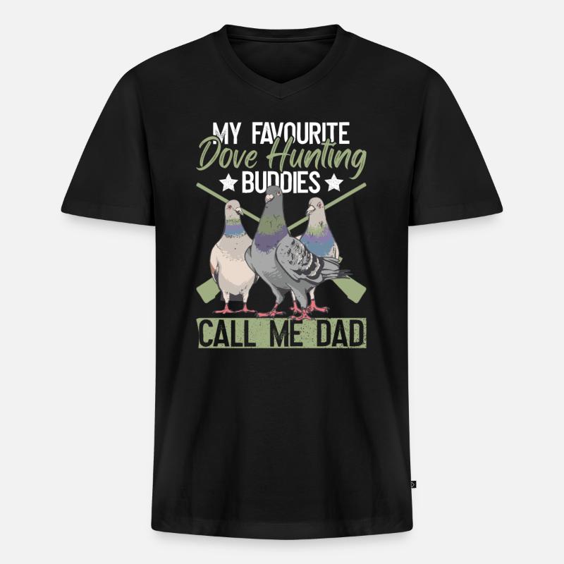 Taubenjäger Papa Jäger Vogeljagd - Männer Premium Bio T-Shirt mit V-Ausschnitt - Schwarz