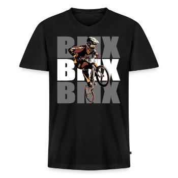 BMX Bike - Männer Premium Bio T-Shirt mit V-Ausschnitt - Schwarz - Vorne - Nico (187cm)