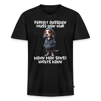Lustiges Hunde Spruch Tierliebhaber Funny Dog Hund - Männer Premium Bio T-Shirt mit V-Ausschnitt - Schwarz - Vorne - Nico (187cm)