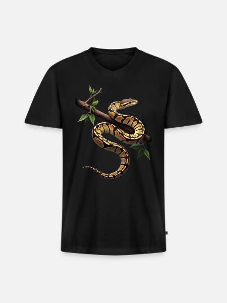 Königspython Schlangen Liebhaber Terrarium Python - Männer Premium Bio T-Shirt mit V-Ausschnitt - Schwarz