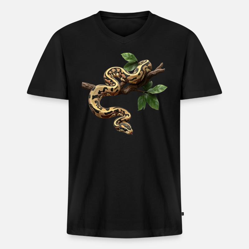Königspython Schlangen Liebhaber Terrarium Python - Männer Premium Bio T-Shirt mit V-Ausschnitt - Schwarz