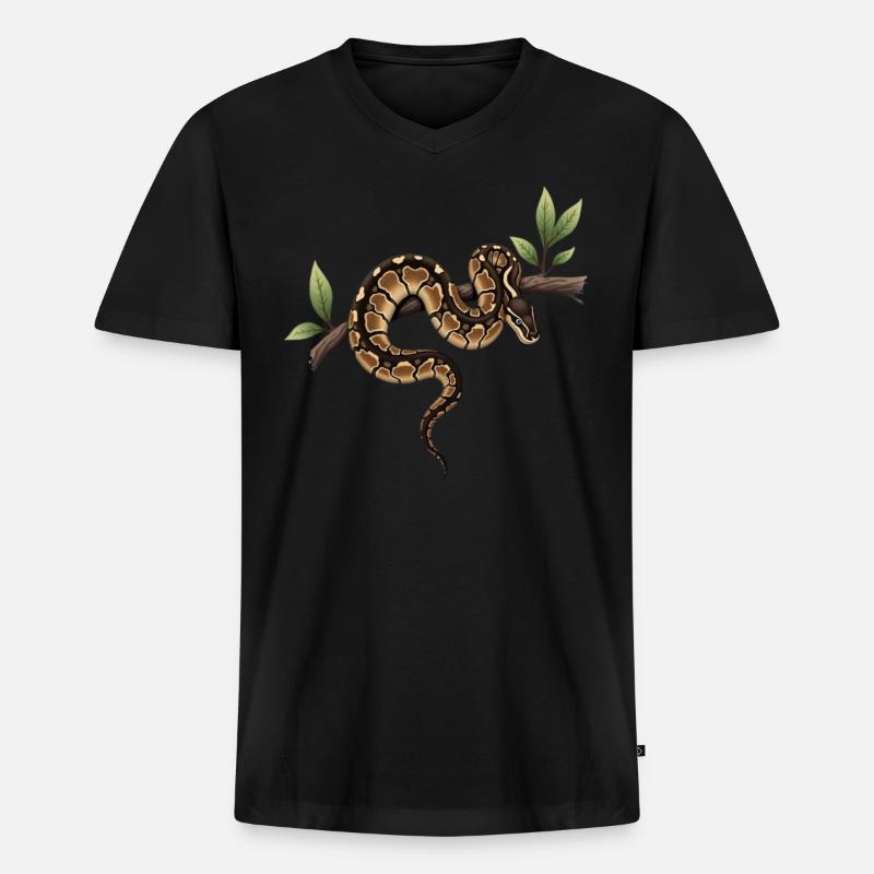 Königspython Schlangen Liebhaber Terrarium Python - Männer Premium Bio T-Shirt mit V-Ausschnitt - Schwarz