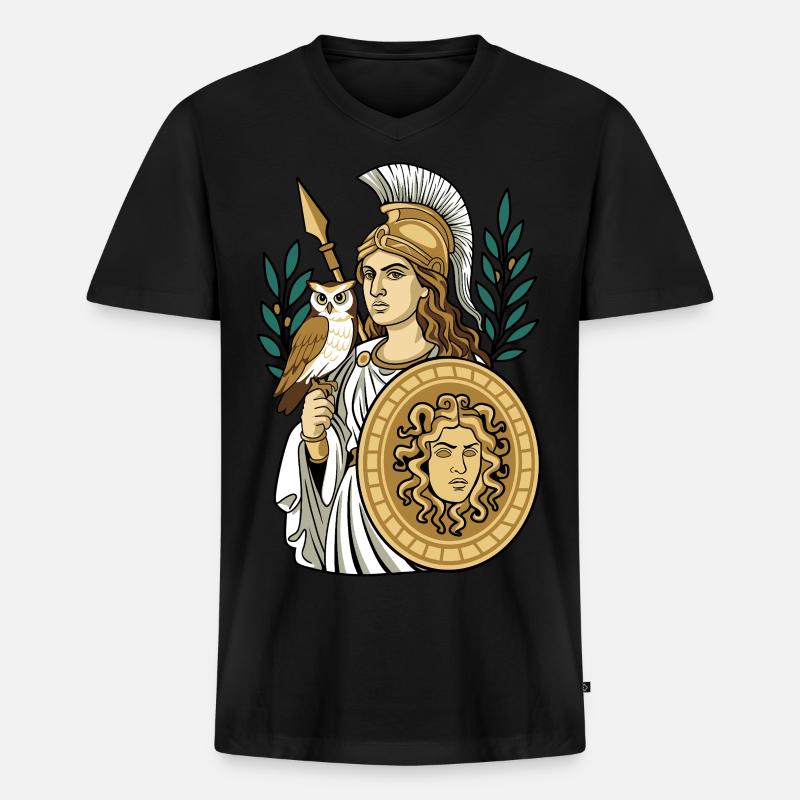 Athene - Männer Premium Bio T-Shirt mit V-Ausschnitt - Schwarz