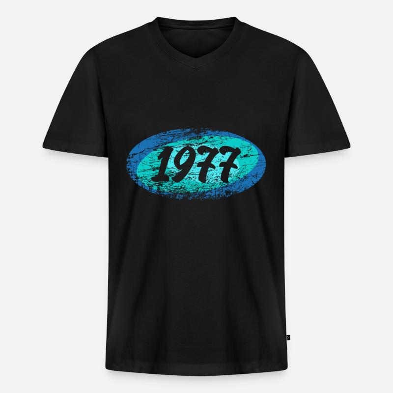 Elypse 1977 - Männer Premium Bio T-Shirt mit V-Ausschnitt - Schwarz