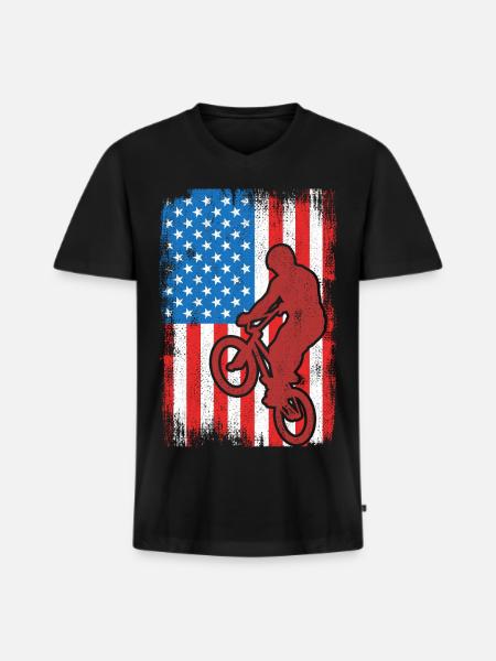 BMX USA - Männer Premium Bio T-Shirt mit V-Ausschnitt - Schwarz