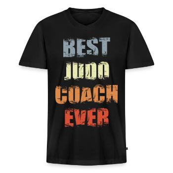 Judo Coach - Männer Premium Bio T-Shirt mit V-Ausschnitt - Schwarz - Vorne - Nico (187cm)
